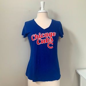 Women’s V-Neck Chicago Cubs T-shirt, Large, Blue